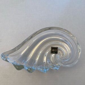 Mikasa Clear Glass Shell Sculpture with Wave Spiral 7 1/2inD